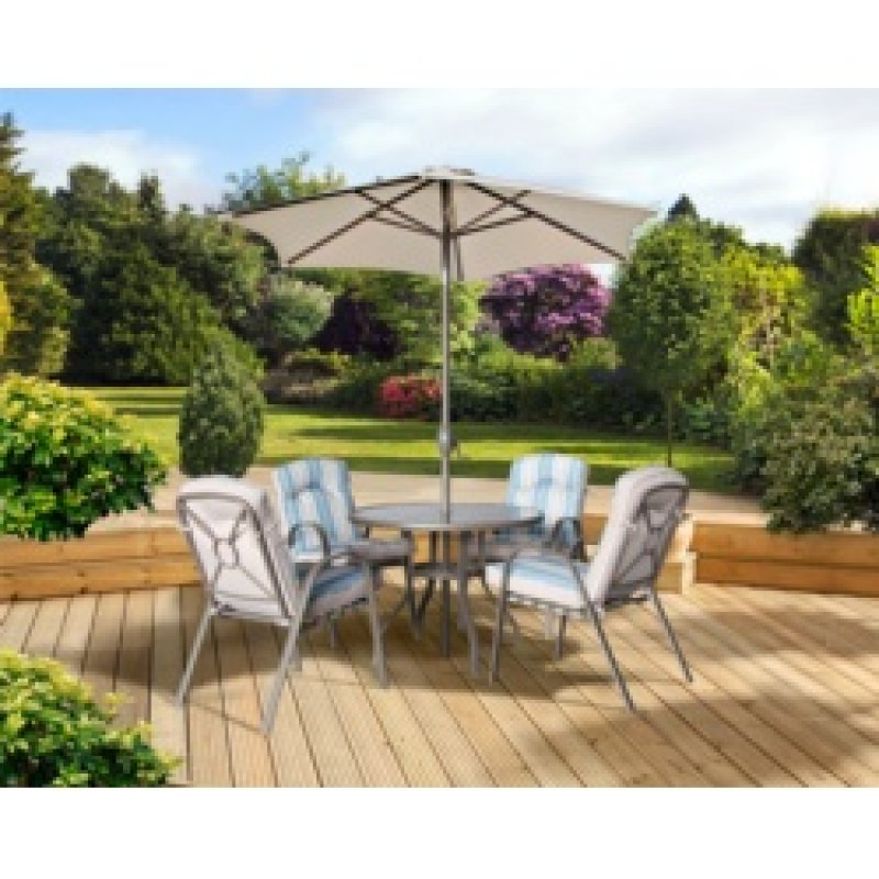 Garden Furniture PAGODA ROMA 4 SEAT DINING SET INC PARASOL s362893
