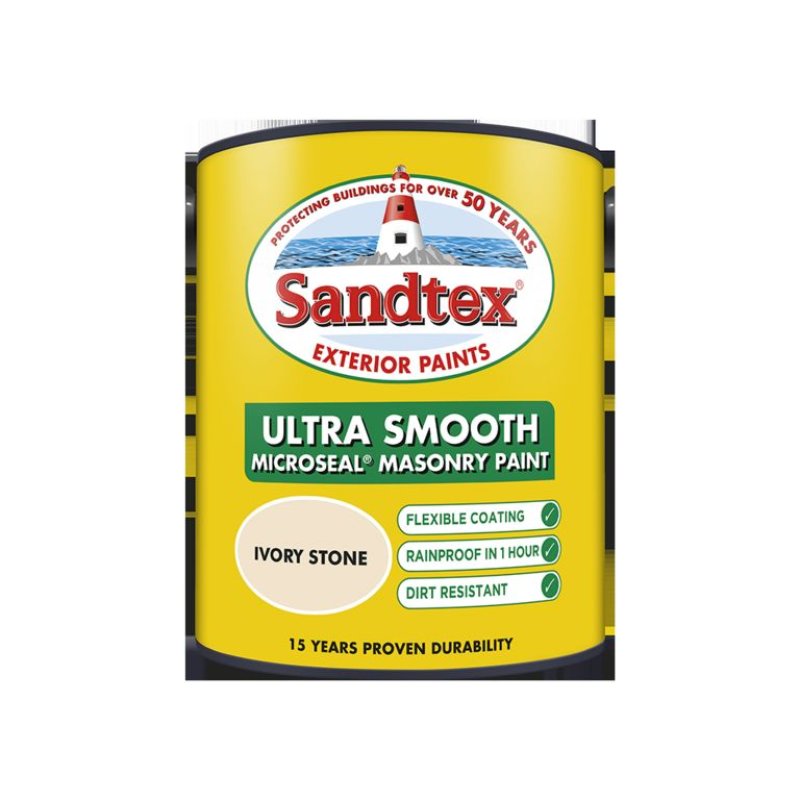 Sandtex Masonry Paint Smooth 5L Ivory Stone s348879 Haven Home Centre